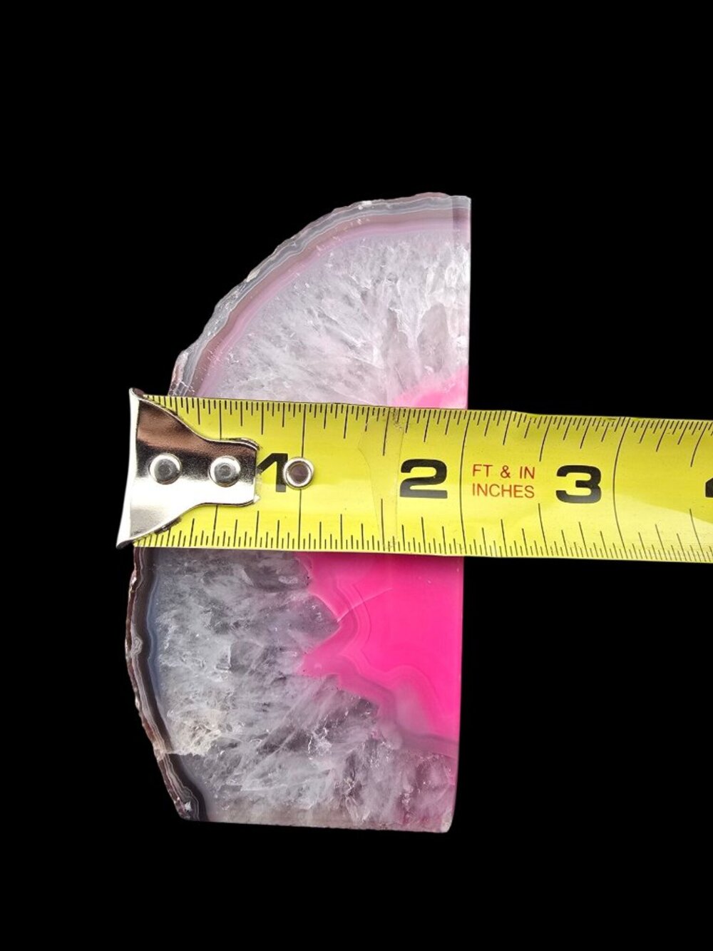 Pink Agate Geode Bookends - Polished Stone Natural Rough Edges - 2-Piece Set - Picture 15 of 16